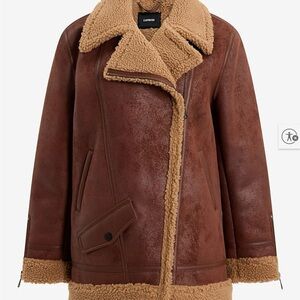 Express Brown Faux Shearling Jacket MSRP $228